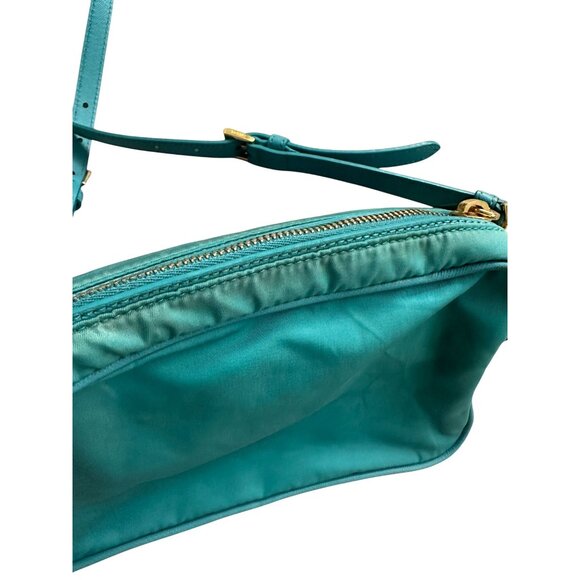 PRADA Testo Tessuto Turquoise Gold Nylon Small Camera Crossbody Bag - Picture 16 of 16